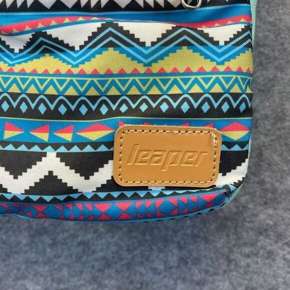LEAPER Crossbody Bag Mint Green Aztec Southwestern Canvas Messenger Bag - Picture 6 of 14